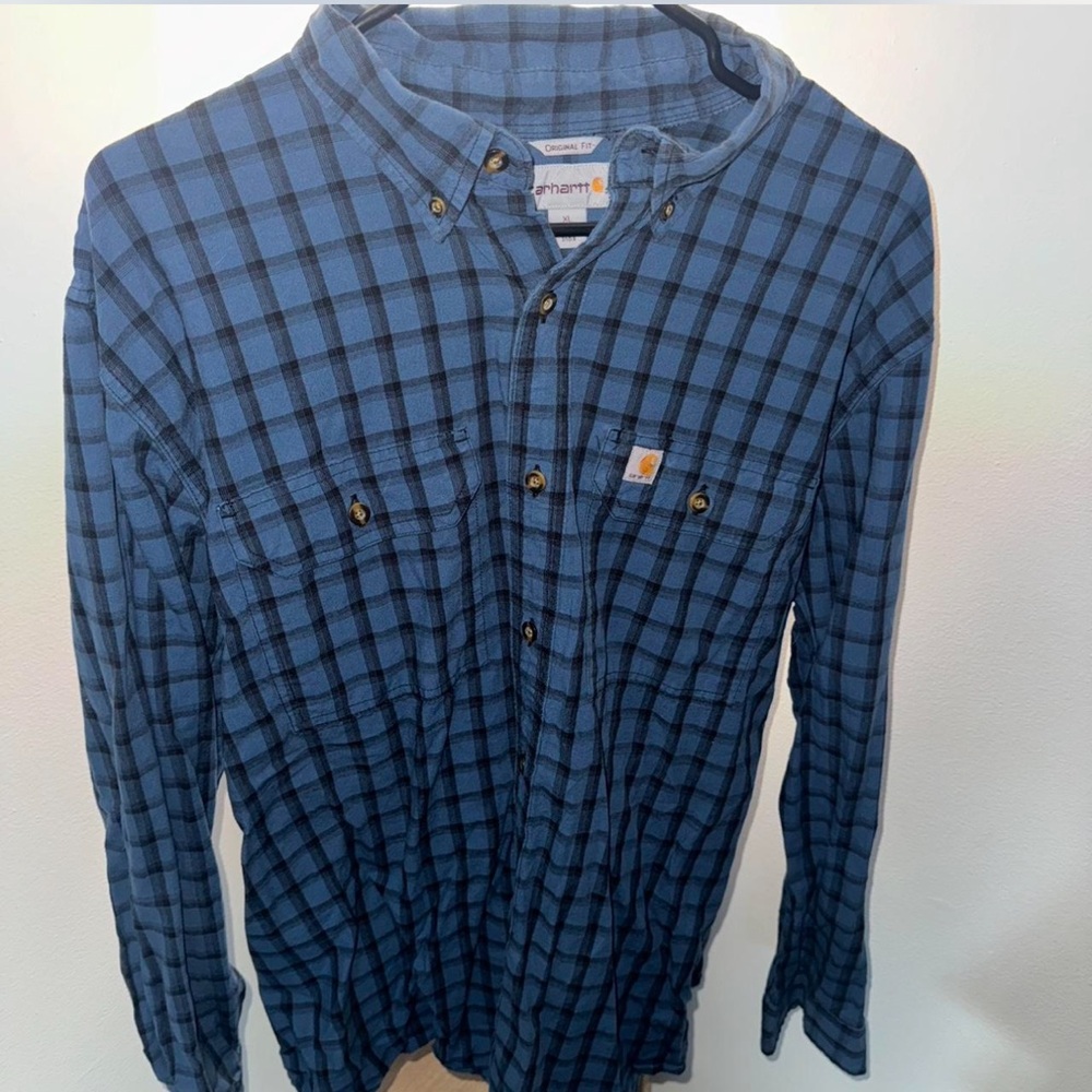 Carhartt Navy Checkered Long Sleeve Shirt